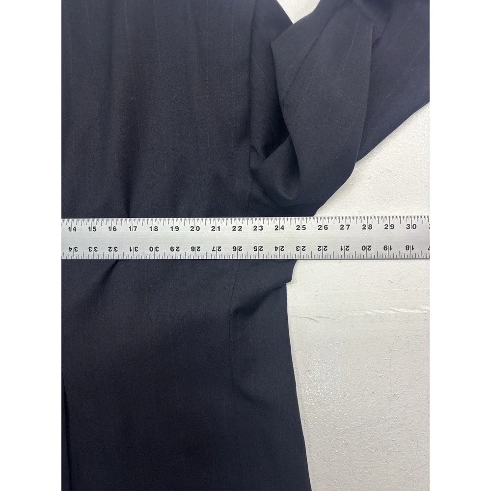 vtg 90s Austin‎ Reed 48R 40x30 Navy Blue Stripe 2pc Pant Suit Wool USA Pleated